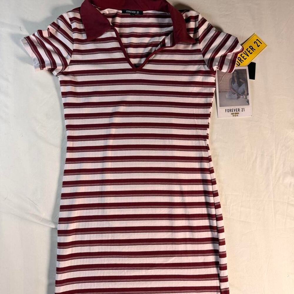 Forever 21 burgundy striped collared